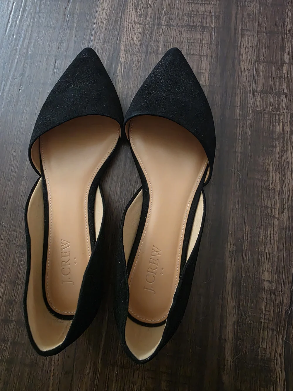 J.Crew Black Suede D'Orsay Pointed Toe Flats Women's Size 7.5
